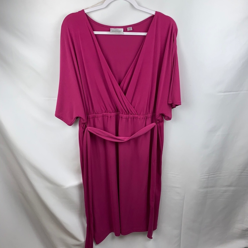 Avenue Dress Purple V-neck belted Size‎ 18/20 Faux Wrap Front